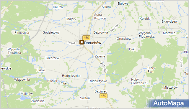 mapa Zalesie gmina Doruchów, Zalesie gmina Doruchów na mapie Targeo