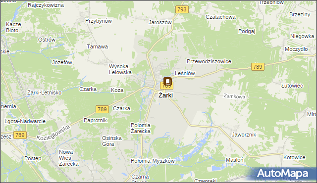 mapa Żarki powiat myszkowski, Żarki powiat myszkowski na mapie Targeo