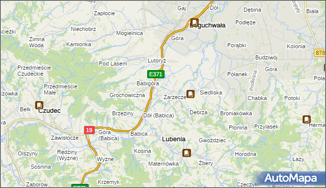 mapa Zarzecze gmina Boguchwała, Zarzecze gmina Boguchwała na mapie Targeo