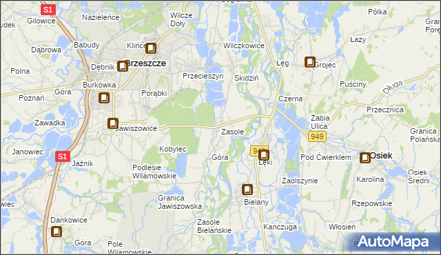 mapa Zasole, Zasole na mapie Targeo