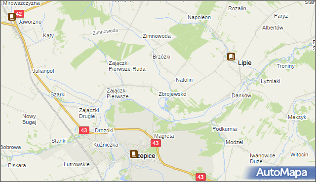 mapa Zbrojewsko, Zbrojewsko na mapie Targeo