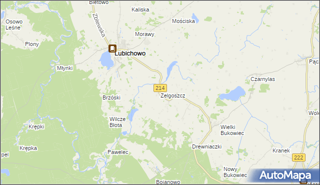 mapa Zelgoszcz gmina Lubichowo, Zelgoszcz gmina Lubichowo na mapie Targeo