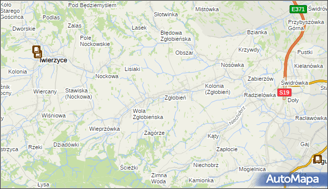 mapa Zgłobień, Zgłobień na mapie Targeo