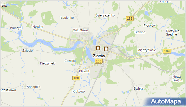 mapa Złotów, Złotów na mapie Targeo