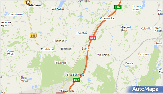 mapa Żubryn, Żubryn na mapie Targeo