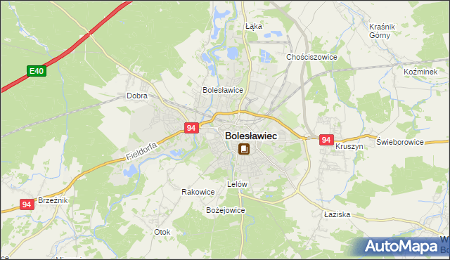 mapa Bolesławca, Bolesławiec na mapie Targeo