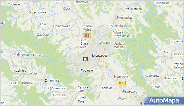 mapa Brzozów, Brzozów na mapie Targeo