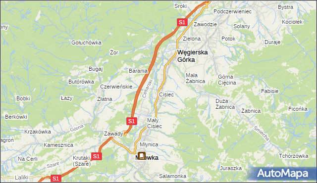 mapa Cisiec, Cisiec na mapie Targeo