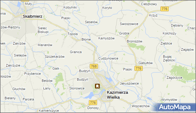 mapa Cudzynowice, Cudzynowice na mapie Targeo