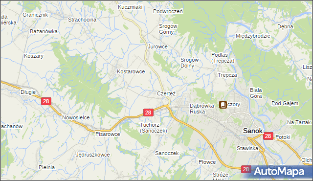 mapa Czerteż, Czerteż na mapie Targeo