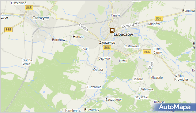 mapa Dąbków, Dąbków na mapie Targeo