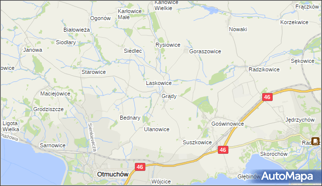 mapa Grądy gmina Otmuchów, Grądy gmina Otmuchów na mapie Targeo