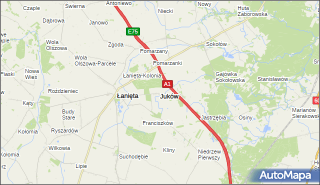 mapa Juków, Juków na mapie Targeo