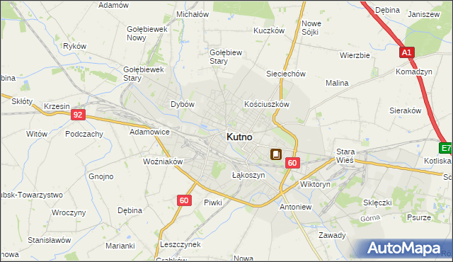 mapa Kutno, Kutno na mapie Targeo