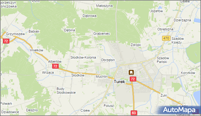 mapa Obrzębin, Obrzębin na mapie Targeo