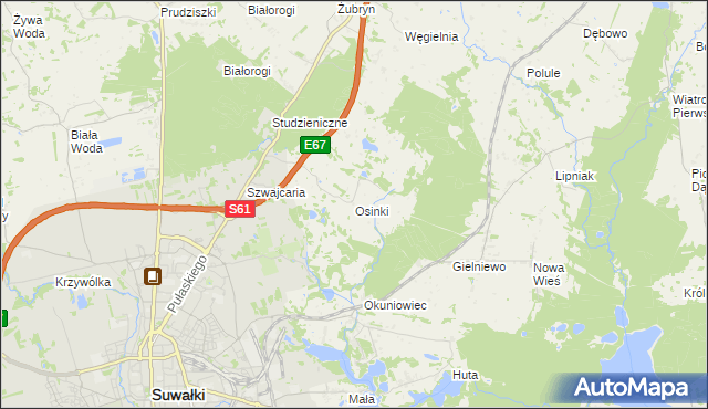 mapa Osinki gmina Suwałki, Osinki gmina Suwałki na mapie Targeo