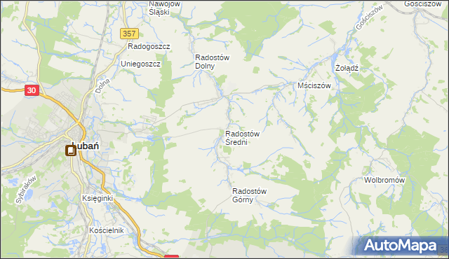 mapa Radostów Średni, Radostów Średni na mapie Targeo