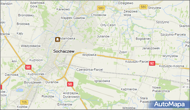 mapa Sochaczew-Wieś, Sochaczew-Wieś na mapie Targeo