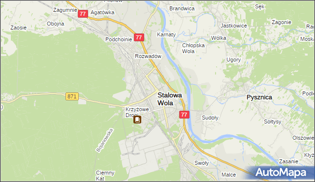 mapa Stalowa Wola, Stalowa Wola na mapie Targeo