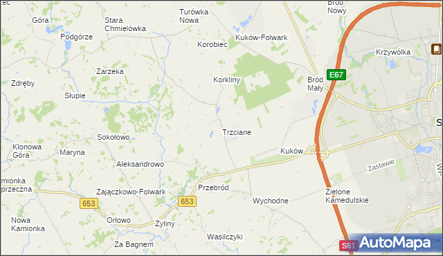mapa Trzciane, Trzciane na mapie Targeo