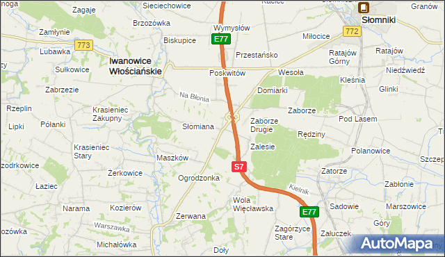 mapa Widoma gmina Iwanowice, Widoma gmina Iwanowice na mapie Targeo