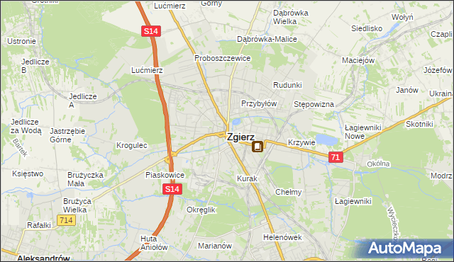 mapa Zgierz, Zgierz na mapie Targeo