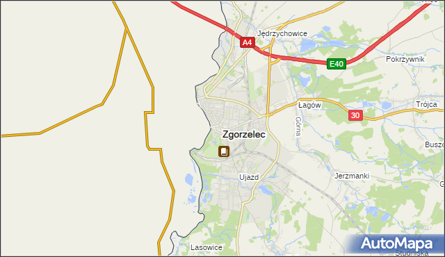 mapa Zgorzelec, Zgorzelec na mapie Targeo