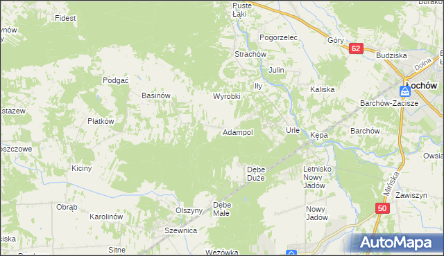 mapa Adampol gmina Jadów, Adampol gmina Jadów na mapie Targeo