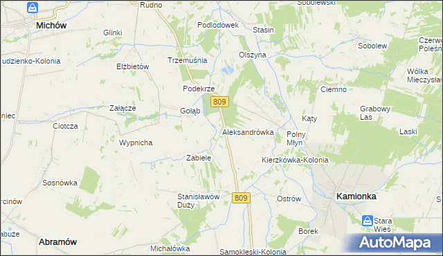 mapa Aleksandrówka gmina Michów, Aleksandrówka gmina Michów na mapie Targeo