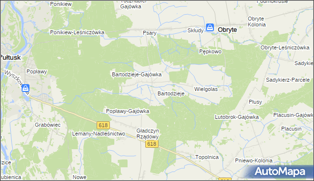 mapa Bartodzieje gmina Obryte, Bartodzieje gmina Obryte na mapie Targeo