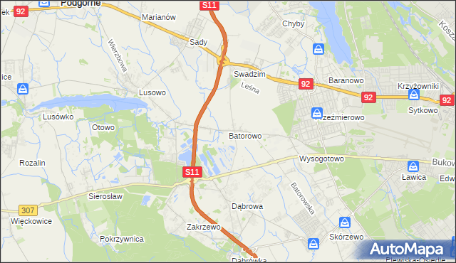 mapa Batorowo gmina Tarnowo Podgórne, Batorowo gmina Tarnowo Podgórne na mapie Targeo