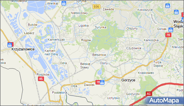 mapa Bełsznica, Bełsznica na mapie Targeo
