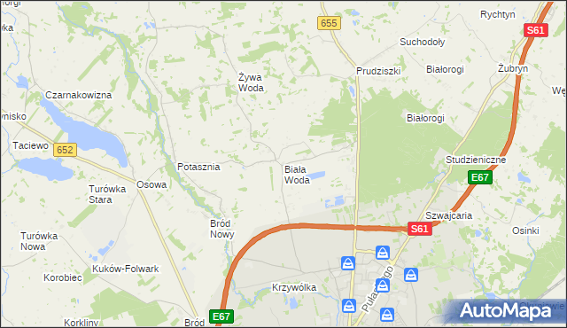 mapa Biała Woda gmina Suwałki, Biała Woda gmina Suwałki na mapie Targeo