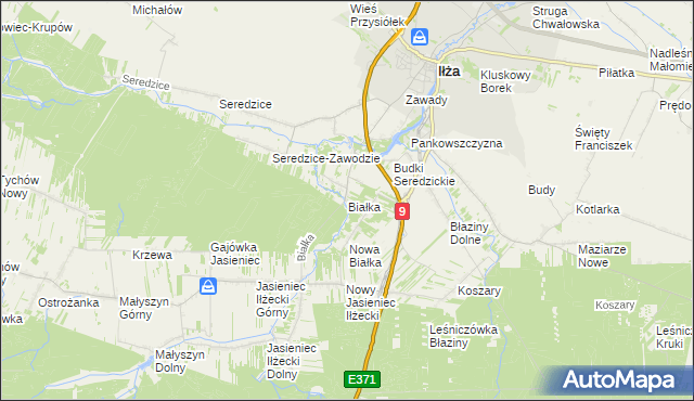 mapa Białka gmina Iłża, Białka gmina Iłża na mapie Targeo