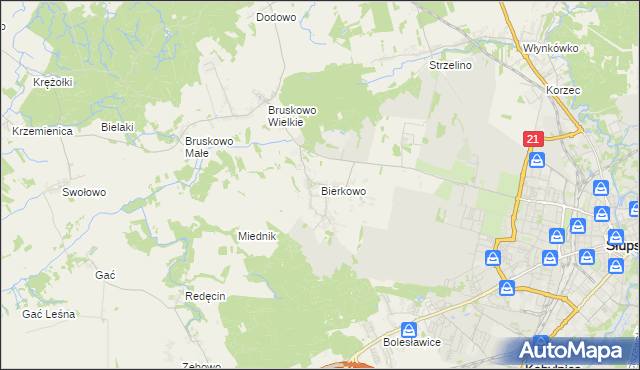 mapa Bierkowo, Bierkowo na mapie Targeo