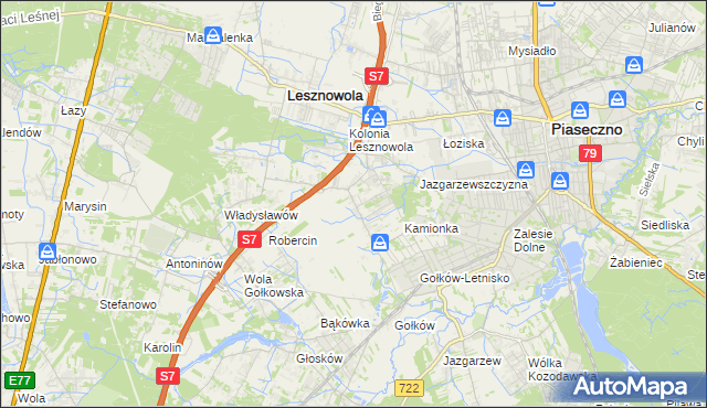 mapa Bobrowiec gmina Piaseczno, Bobrowiec gmina Piaseczno na mapie Targeo