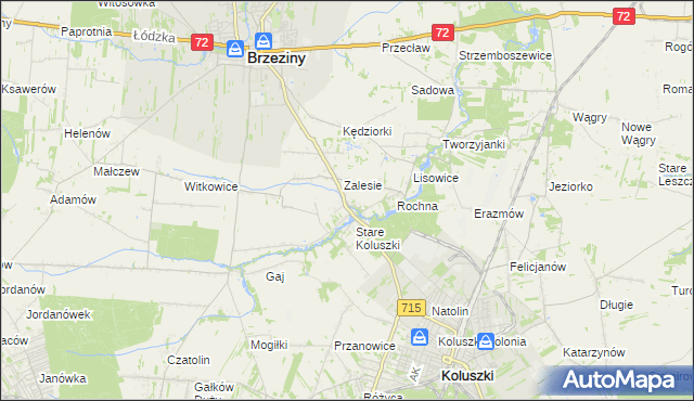 mapa Bogdanka gmina Brzeziny, Bogdanka gmina Brzeziny na mapie Targeo
