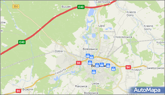 mapa Bolesławice gmina Bolesławiec, Bolesławice gmina Bolesławiec na mapie Targeo