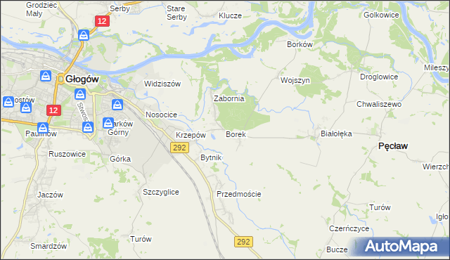 mapa Borek gmina Głogów, Borek gmina Głogów na mapie Targeo