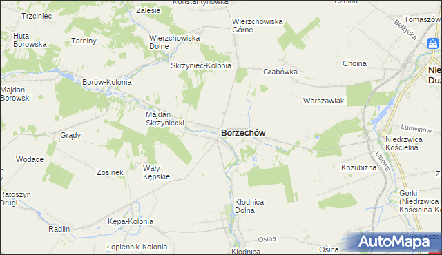 mapa Borzechów, Borzechów na mapie Targeo