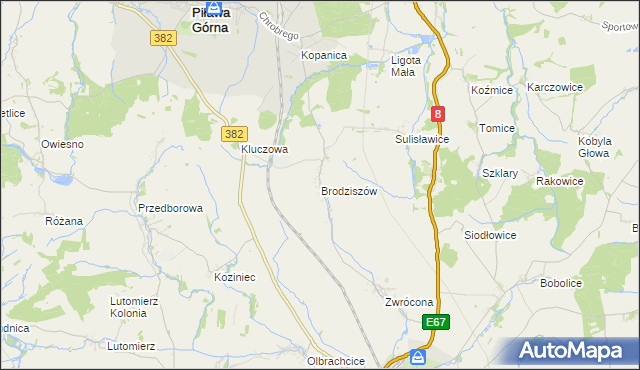 mapa Brodziszów, Brodziszów na mapie Targeo