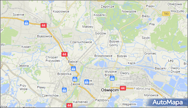 mapa Broszkowice, Broszkowice na mapie Targeo