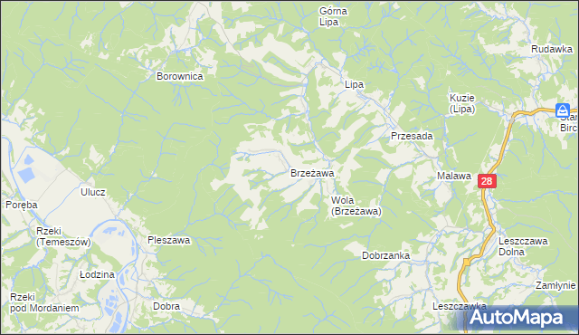 mapa Brzeżawa, Brzeżawa na mapie Targeo