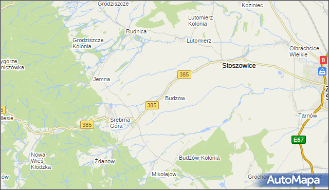 mapa Budzów gmina Stoszowice, Budzów gmina Stoszowice na mapie Targeo