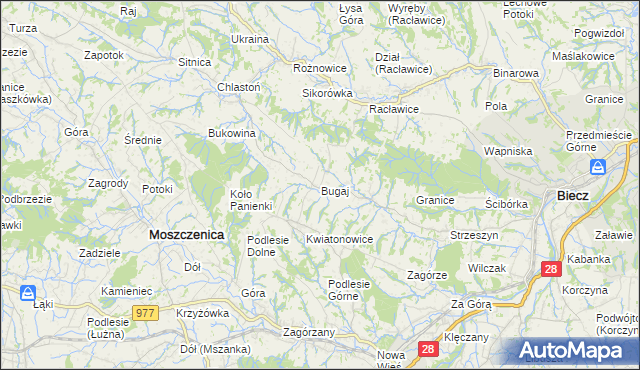 mapa Bugaj gmina Biecz, Bugaj gmina Biecz na mapie Targeo
