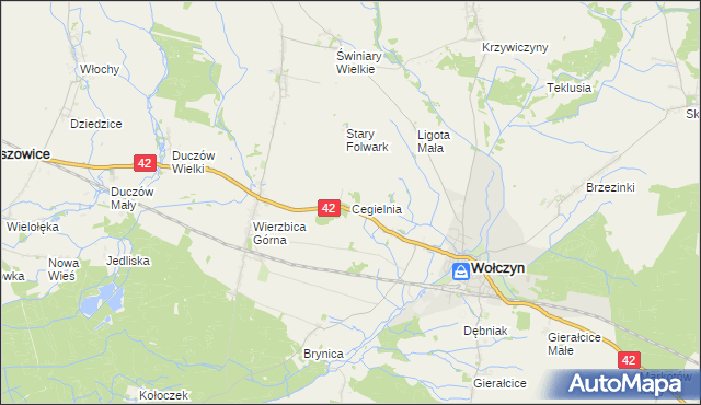 mapa Cegielnia gmina Wołczyn, Cegielnia gmina Wołczyn na mapie Targeo