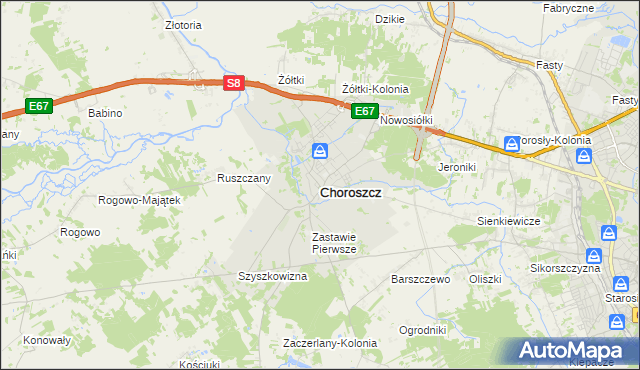 mapa Choroszcz, Choroszcz na mapie Targeo