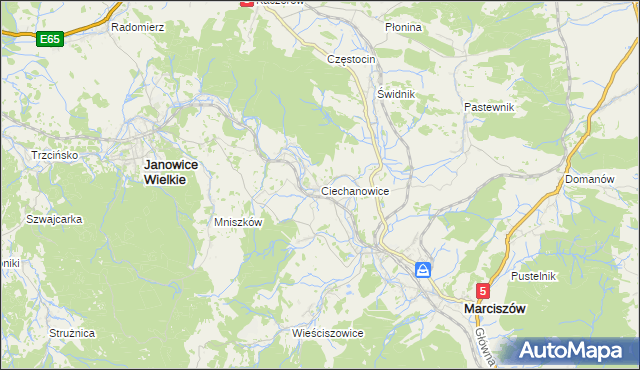 mapa Ciechanowice, Ciechanowice na mapie Targeo