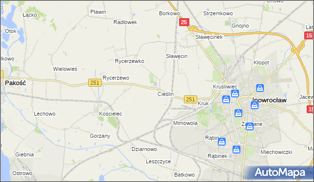 mapa Cieślin gmina Inowrocław, Cieślin gmina Inowrocław na mapie Targeo