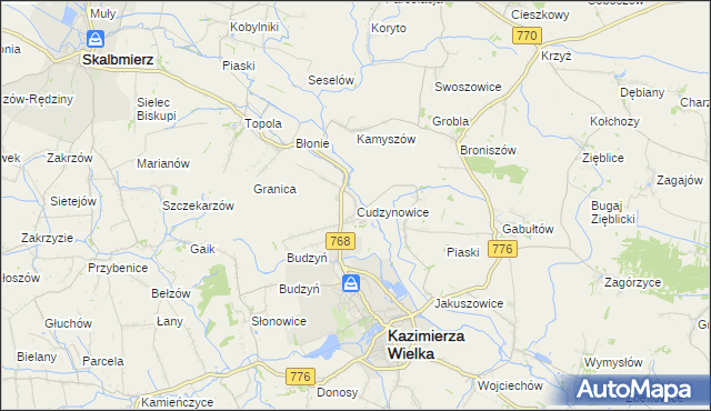 mapa Cudzynowice, Cudzynowice na mapie Targeo